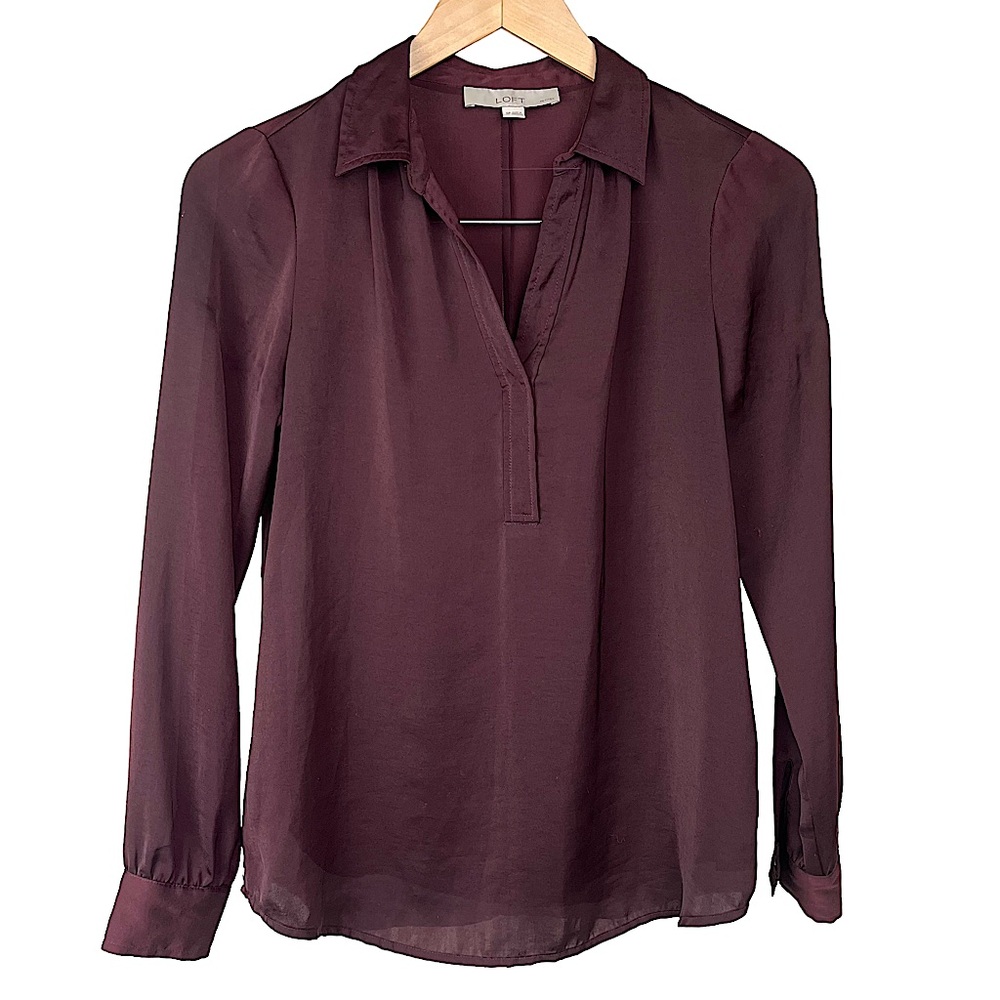 Loft Plum Long Sleeve Blouse